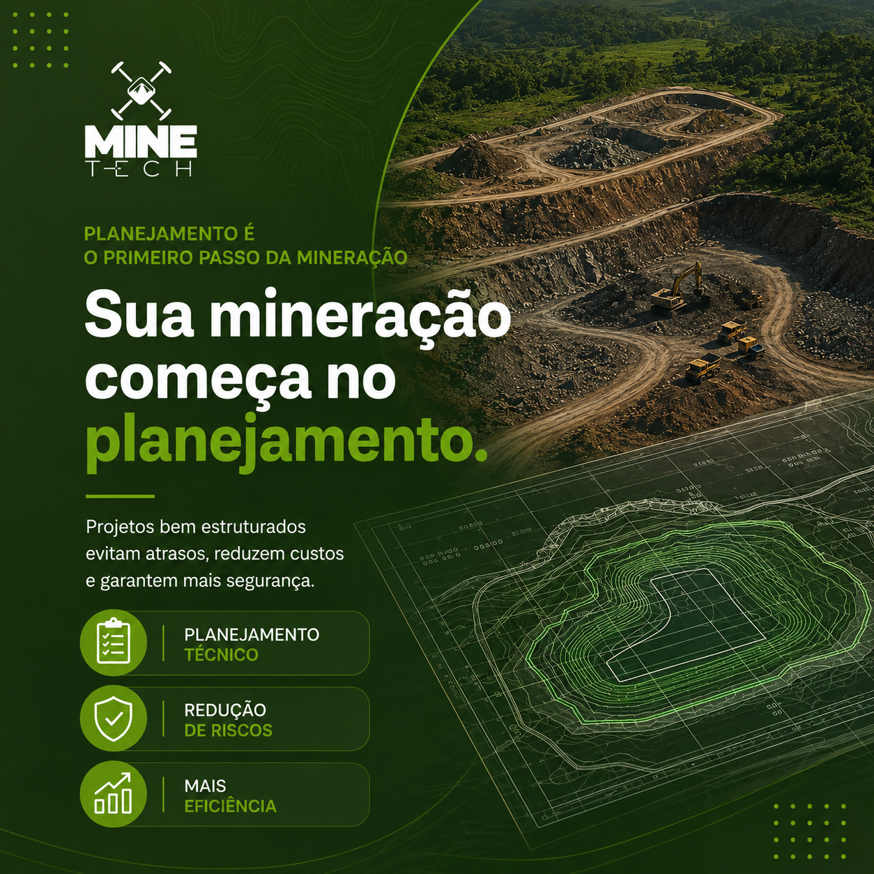 Post criado pela Frog Digital para Mine Tech — planejamento de mineração